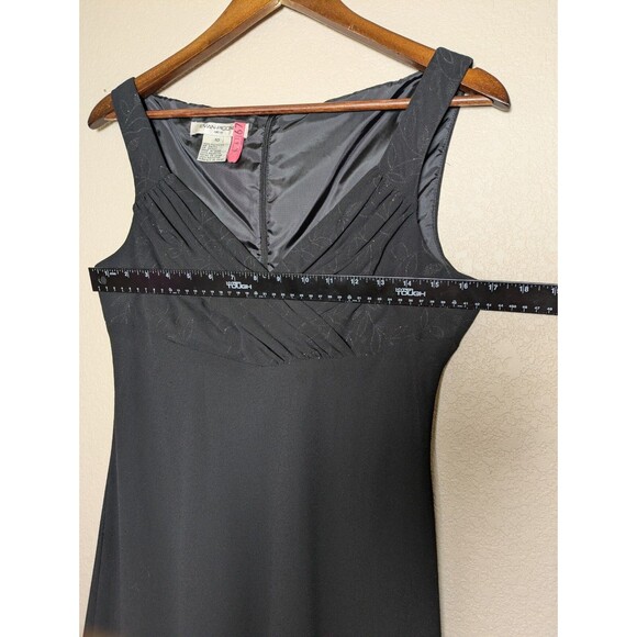 Black Sleeveless Chiffon Midi Dress Size 10 Goth Dark Fairy Romantic Evening LBD - Picture 3 of 7